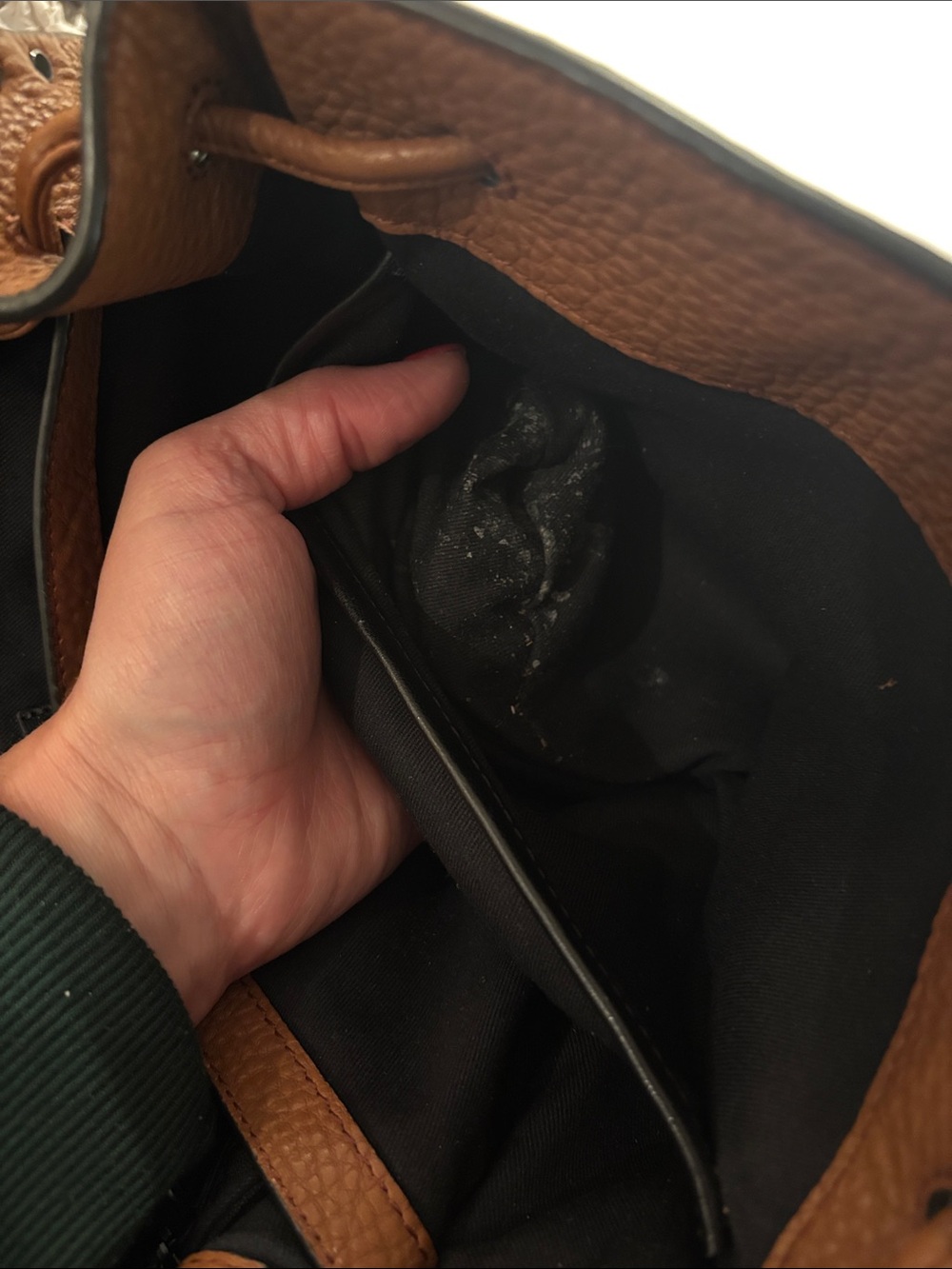 Brown Pebbled Leather Backpack Purse - Picture 7 of 7